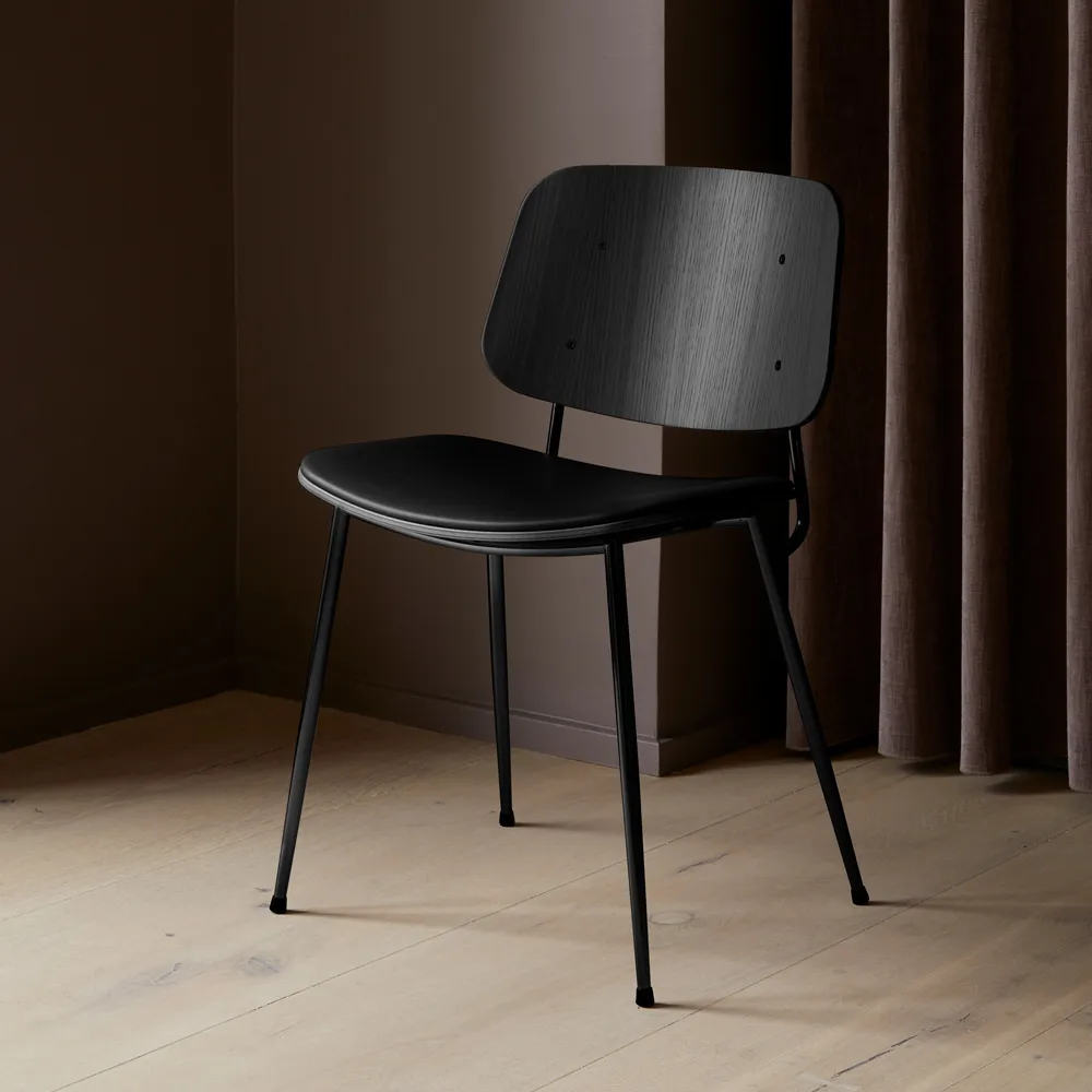 Søborg 3061 metal chair upholstered seat, Leather Omni black-black frame Fredericia Furniture