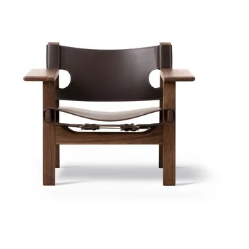 The Spanish armchair - Leather dark brown-oiled walnut - Fredericia Furniture