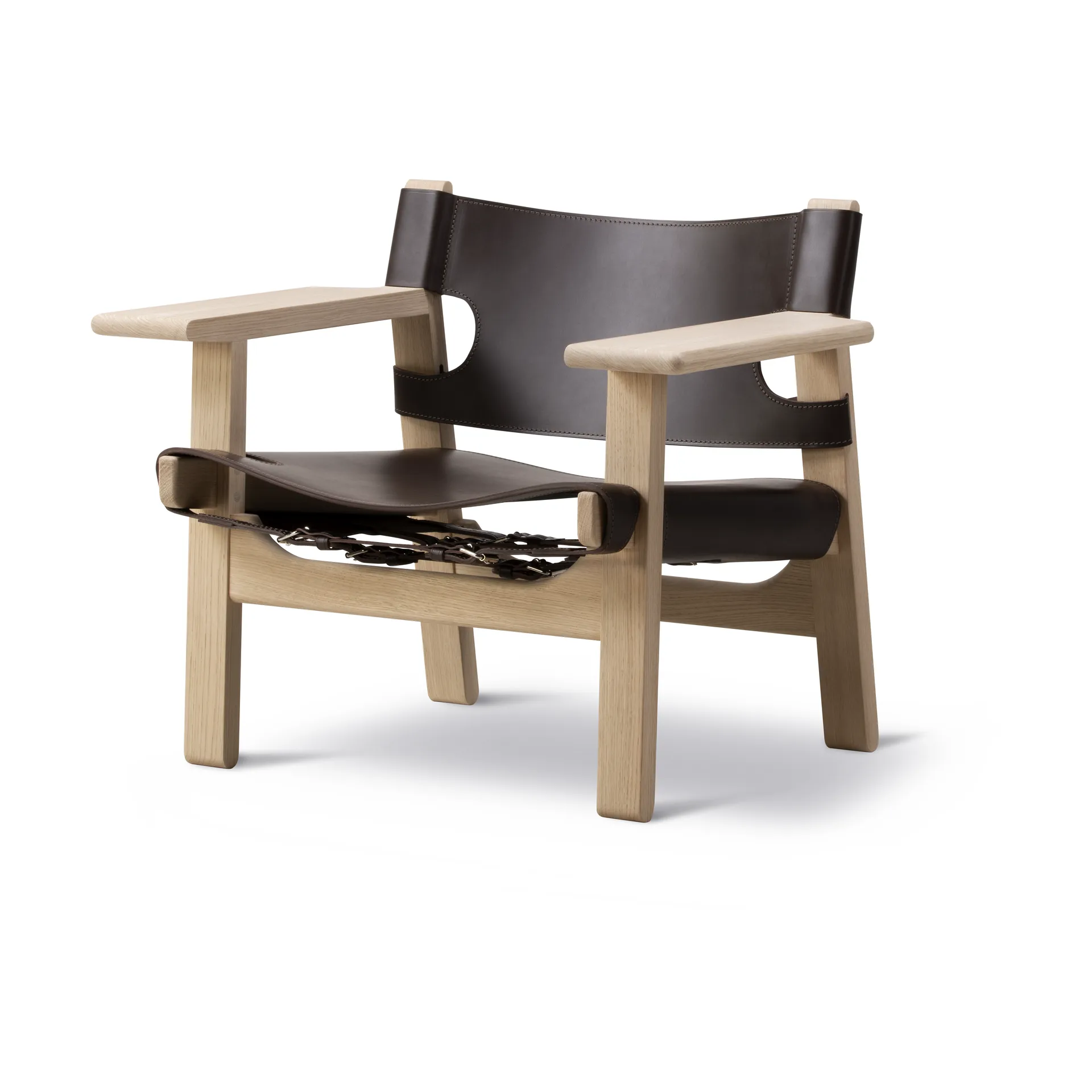 The Spanish armchair, Leather dark brown - soaped oak Fredericia Furniture