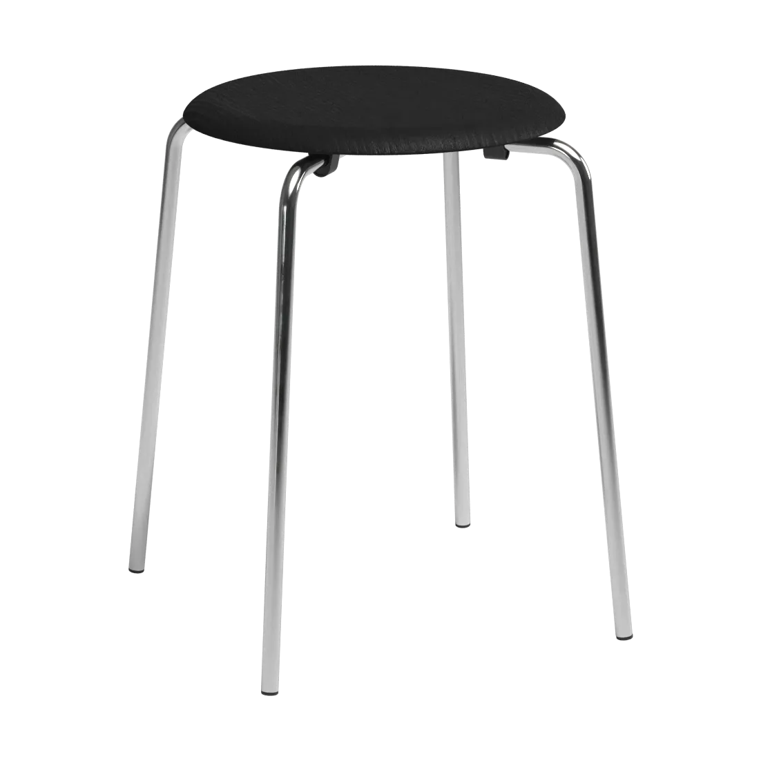 Dot round stool, Black ash-chrome, Ø32.8x45.5 cm Fritz Hansen