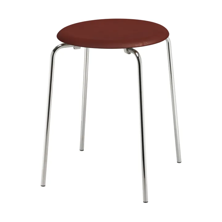 Dot round stool leather - Chestnut, Ø34x44 cm - Fritz Hansen