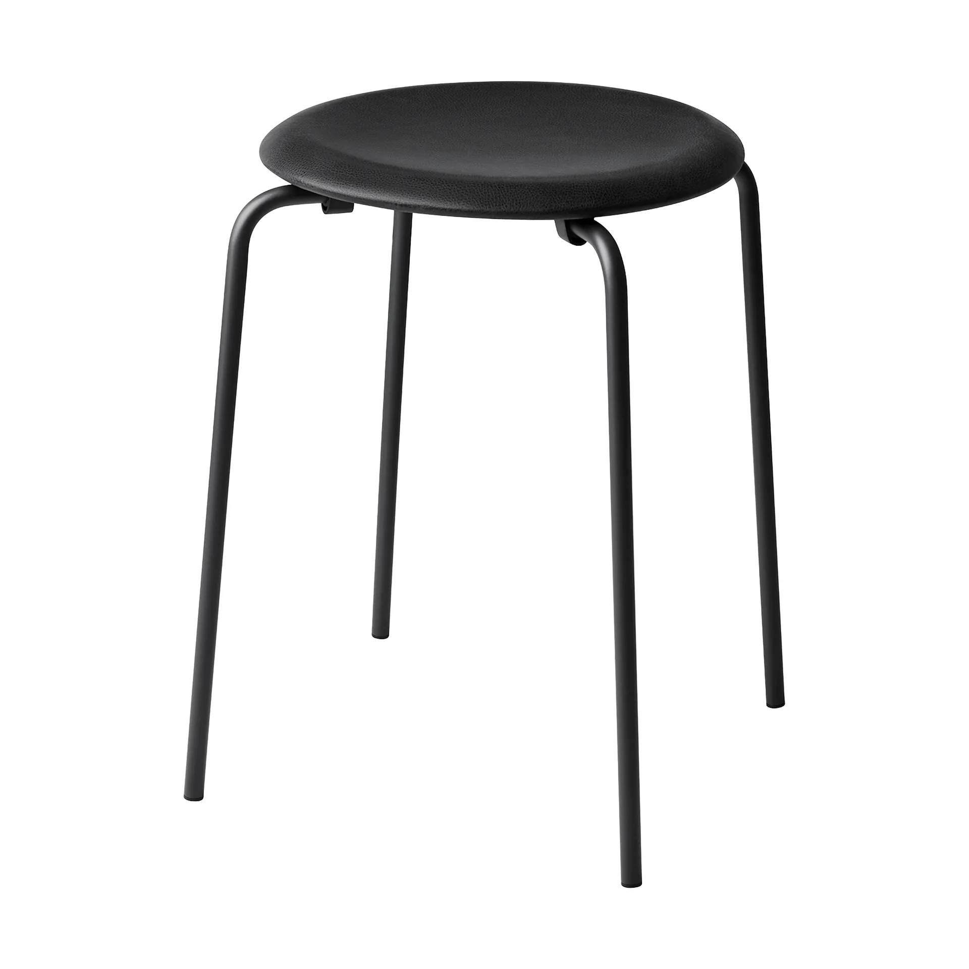 Dot round stool leather, Essential black-matt black Fritz Hansen