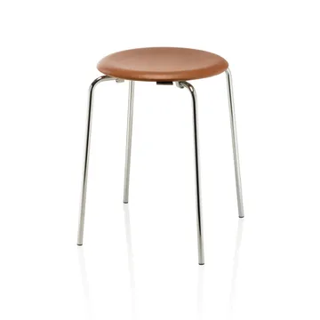 Dot round stool leather - Wild leather walnut - Fritz Hansen