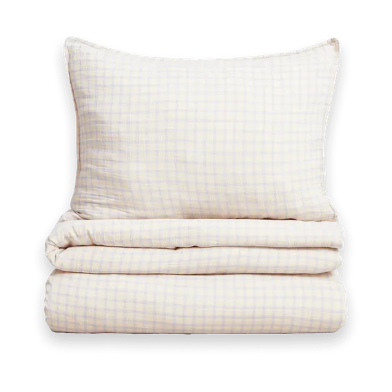 Gingham Sky Blue Muslin bedding set, 150x210 cm / 50x60 cm Garbo&Friends