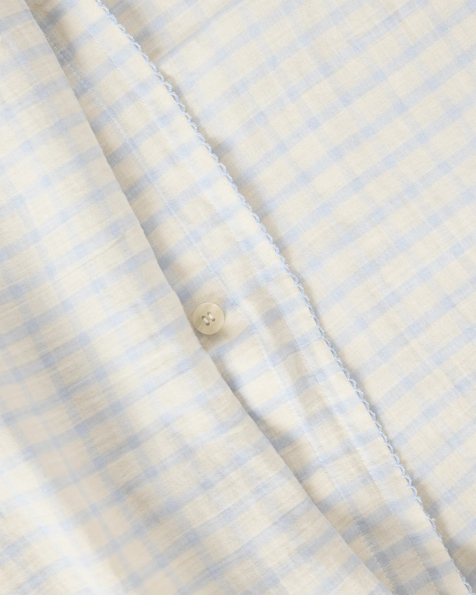 Gingham Sky Blue Muslin duvet cover, 135x200 cm Garbo&Friends