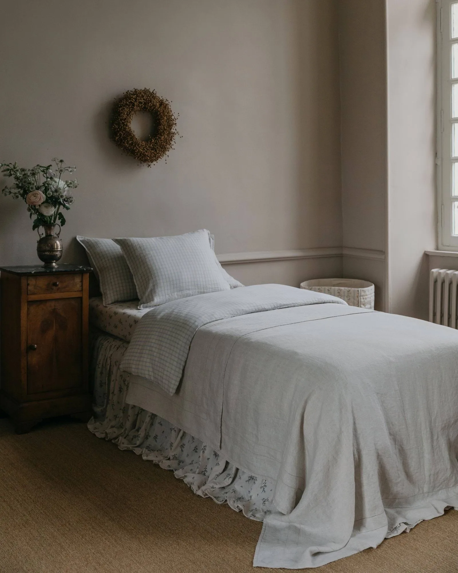 Gingham Sky Blue Muslin duvet cover, 140x200 cm Garbo&Friends