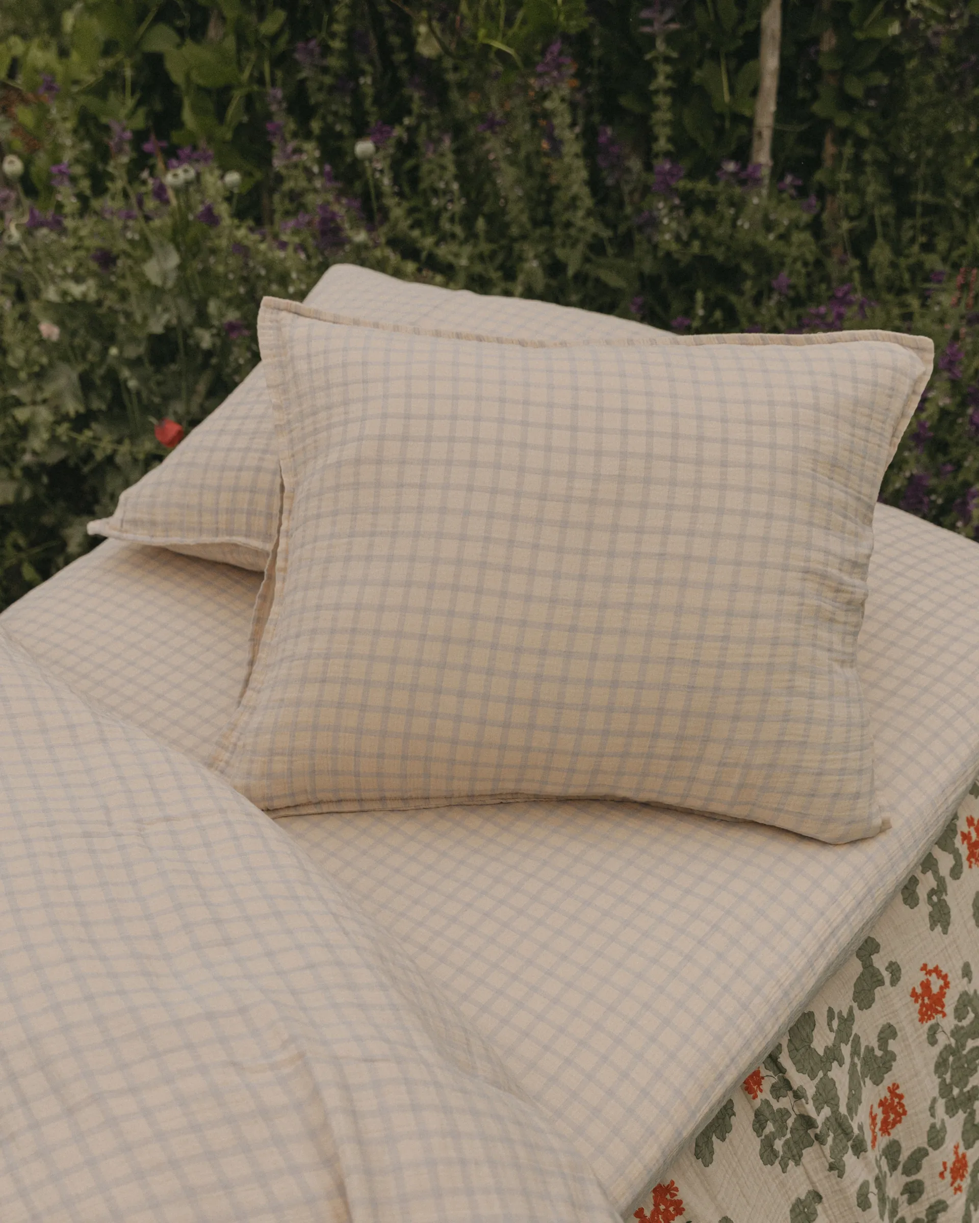 Gingham Sky Blue Muslin pillowcase, 50x75 cm Garbo&Friends