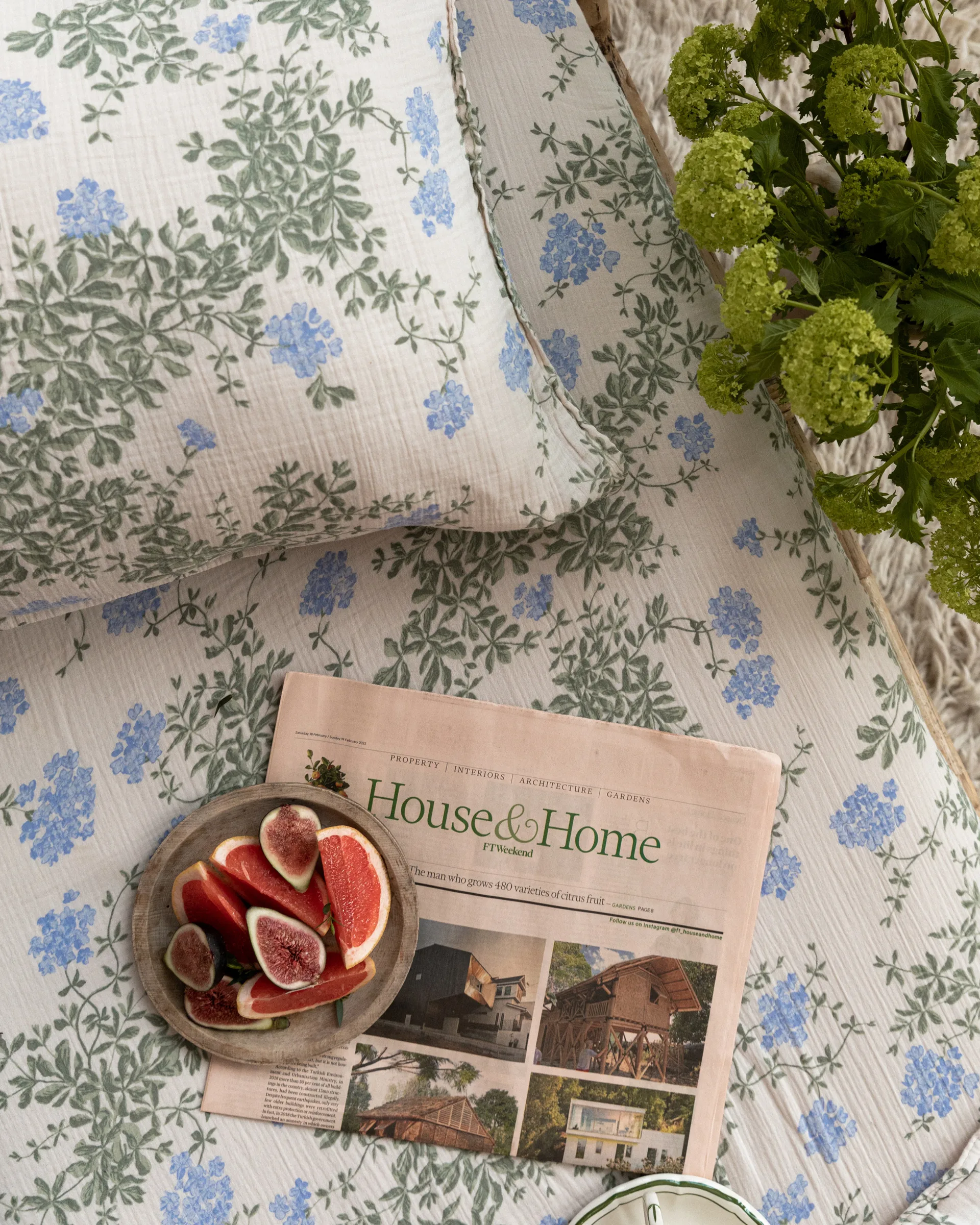 Plumbago Muslin fitted sheet, 60x120x20 cm Garbo&Friends