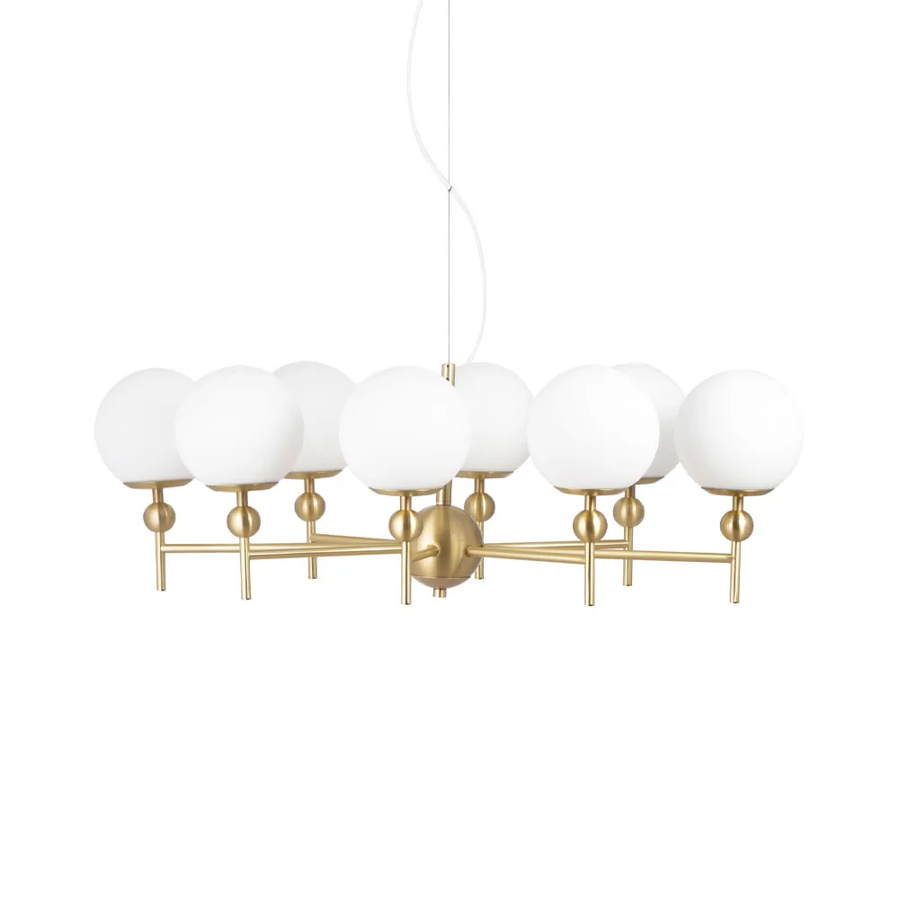 Astrid Pendant, Brass/white, 8 lamps Globen Lighting