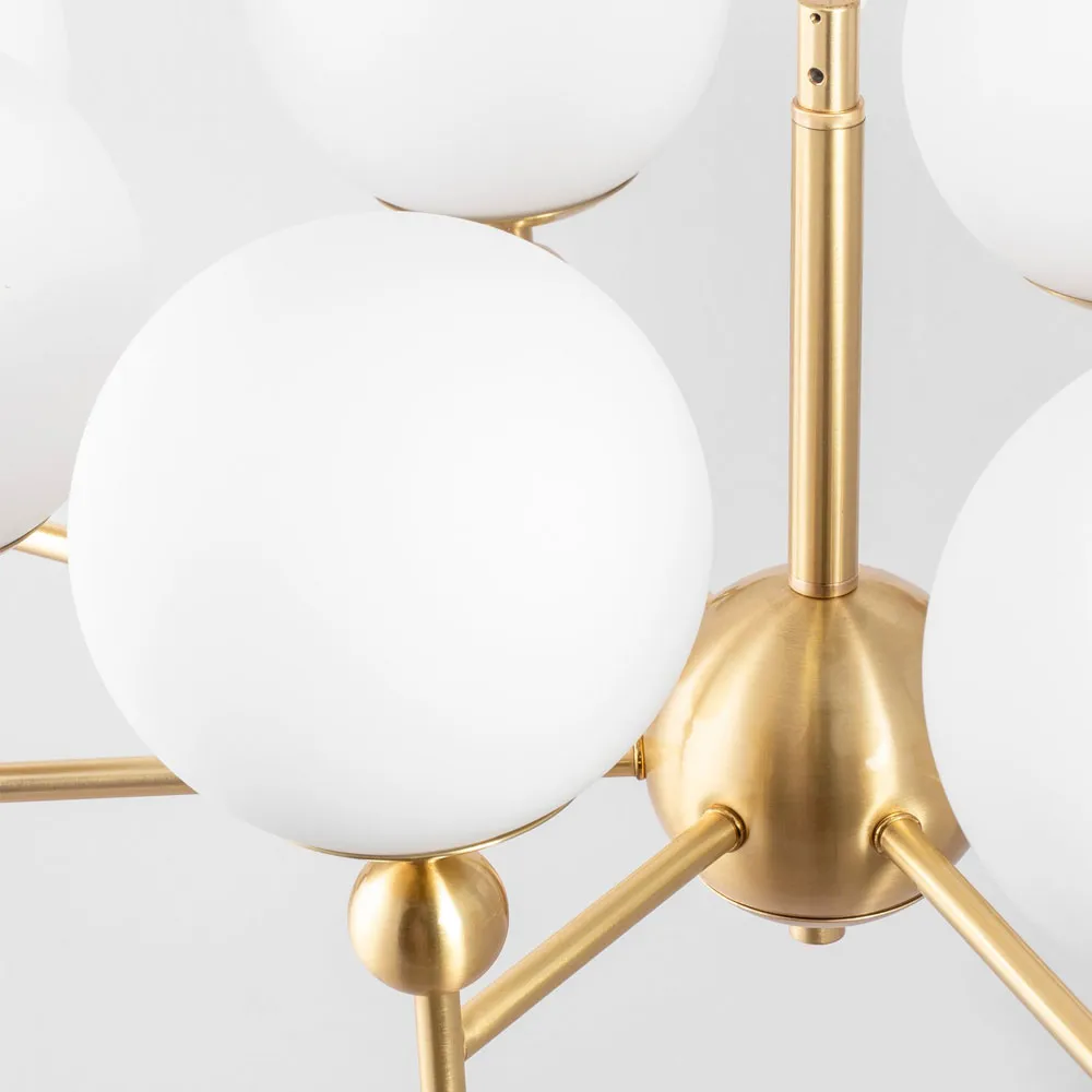Astrid Pendant, Brass/white, 8 lamps Globen Lighting