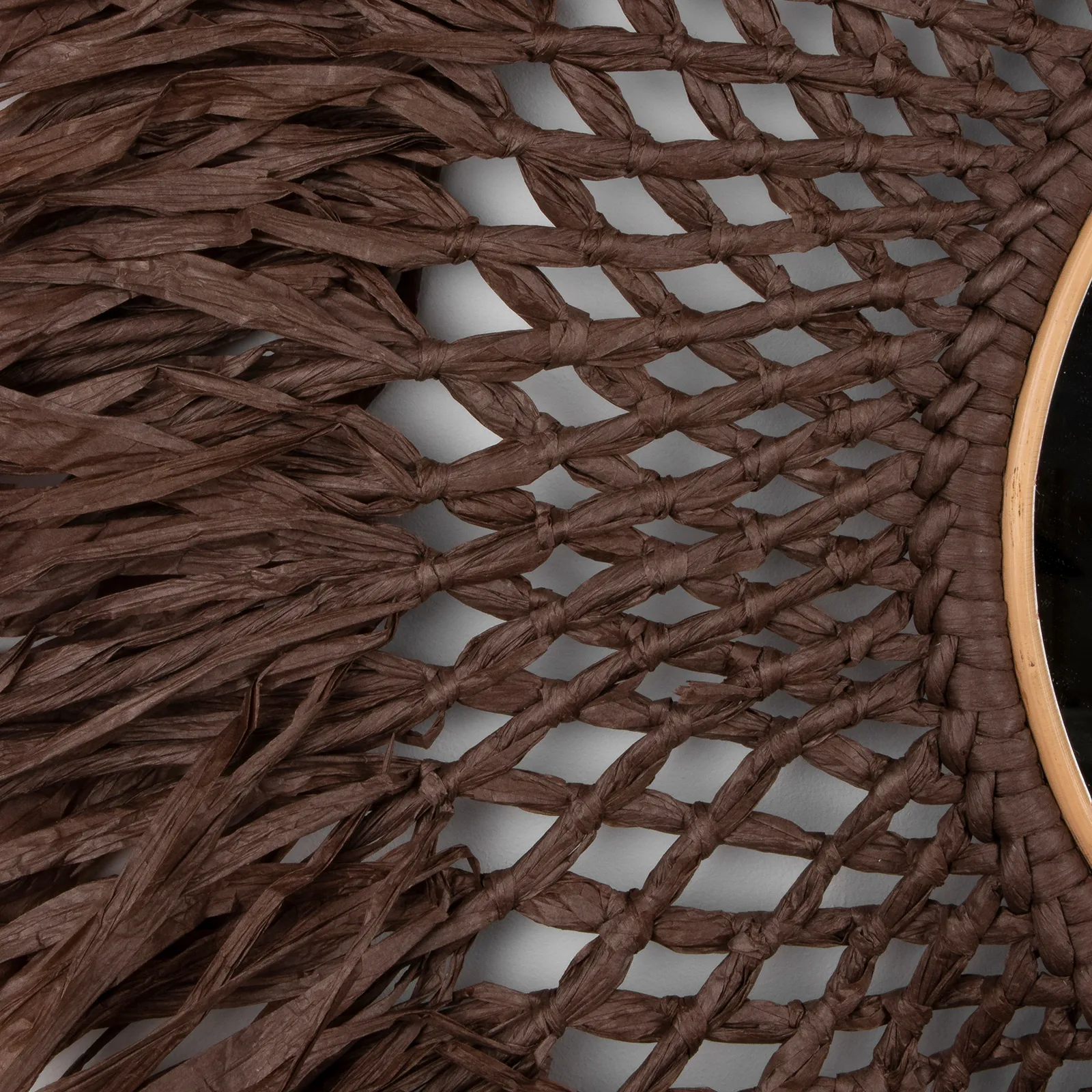 Boho wall lamp with mirror Ø90 cm, brown Globen Lighting