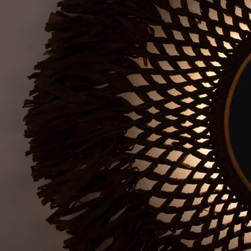 Boho wall lamp with mirror Ø90 cm - brown - Globen Lighting