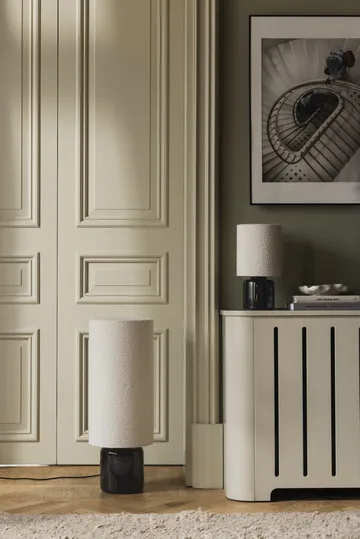 Florian floor lamp - White bouclé/black, Ø30x80 cm - Globen Lighting