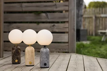 Torrano portable table lamp - Beige travertine, 27,5 cm - Globen Lighting