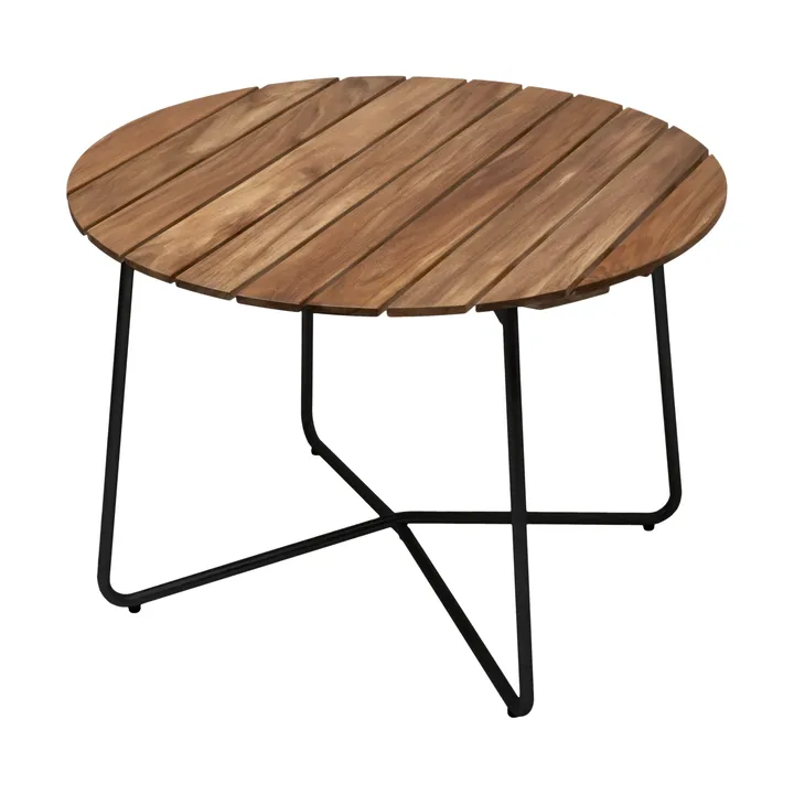 9A dining table - Untreated teak-black, Ø100 cm - Grythyttan Stålmöbler