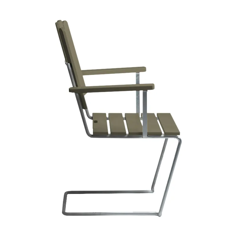 A2 armchair, Light green oak-hot-dip galvanized stand Grythyttan Stålmöbler