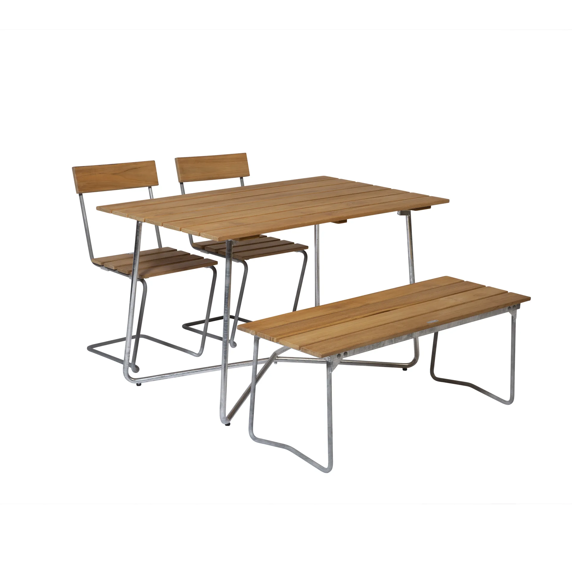 Grythyttan dining set B25A + 2 pcs Chair 1 + Bench 8 teak Grythyttan Stålmöbler