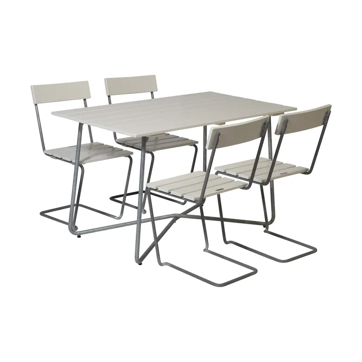 Grythyttan dining set B25A + 4 pcs Chair 1 white lacquered oak - Grythyttan Stålmöbler