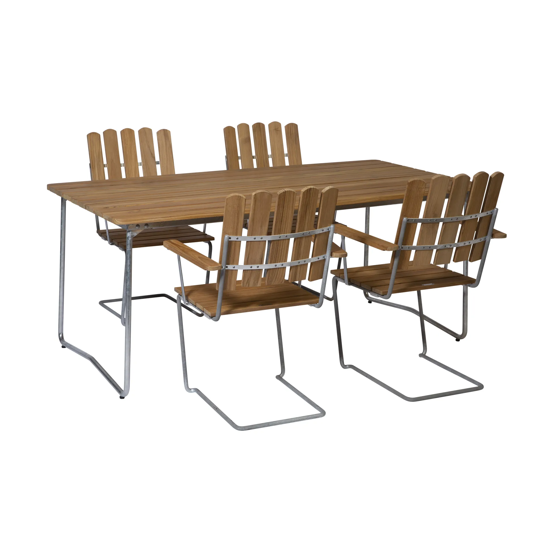Grythyttan dining set teak B31 170cm + 4pcs A2 Grythyttan Stålmöbler