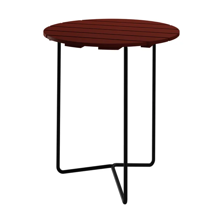 Table 6B table - Dark red lacquered oak-black frame, Ø60 cm - Grythyttan Stålmöbler