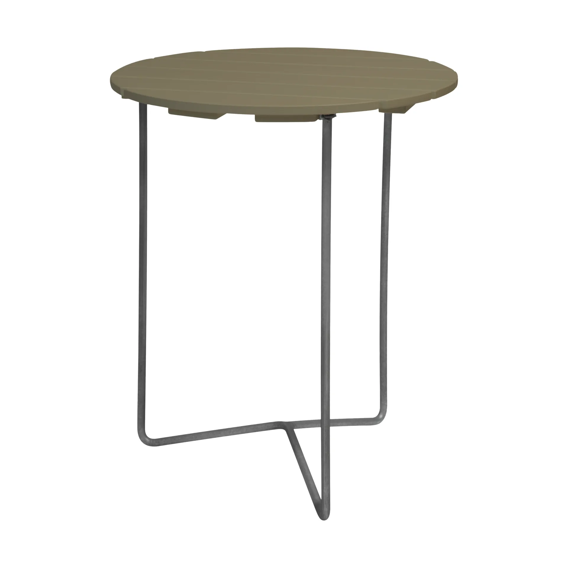 Table 6B table, Light green oak-hot-dip galvanized stand, Ø60 cm Grythyttan Stålmöbler