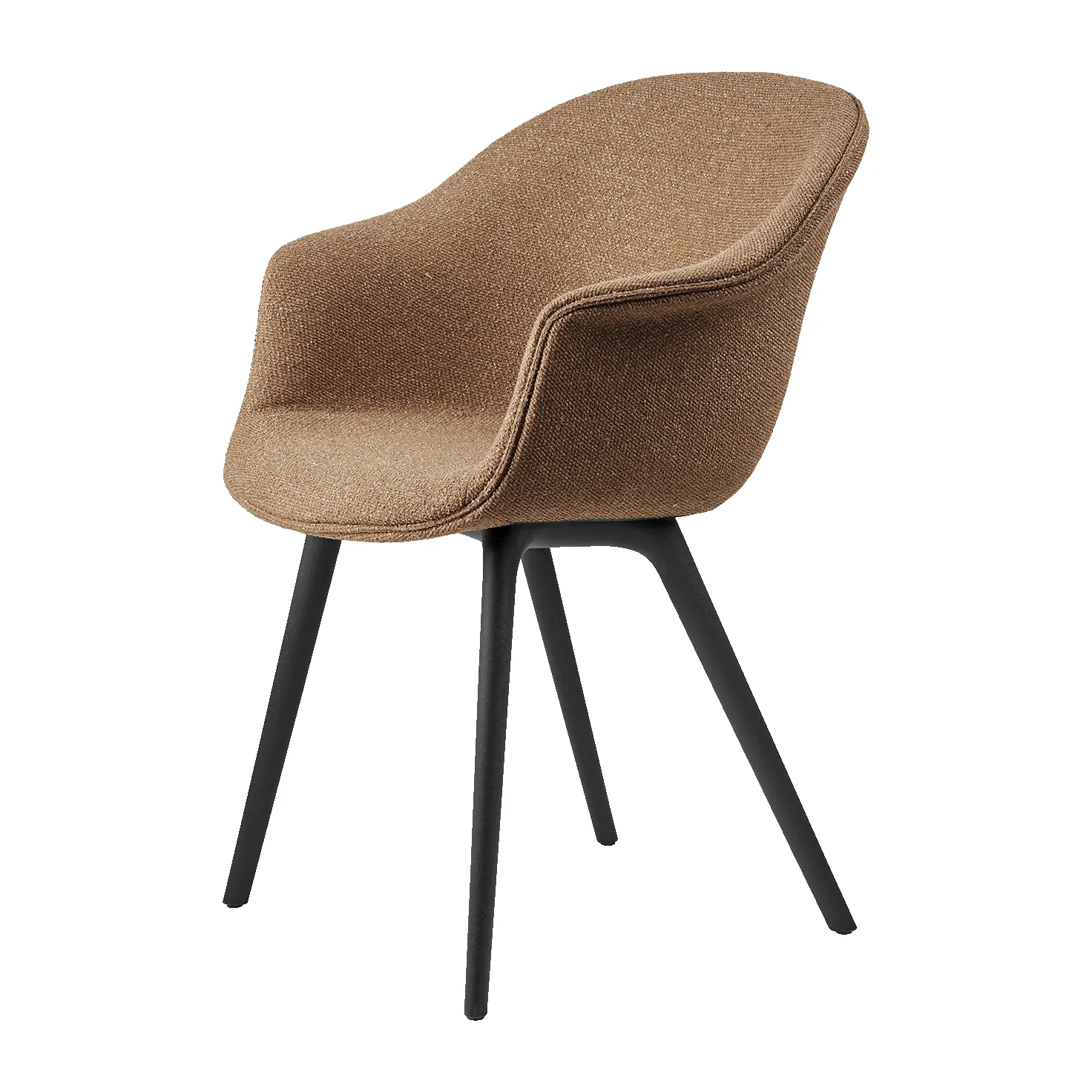 Bat Dining Chair - - fully upholstered, plastic base, Around bouclé 032-black GUBI