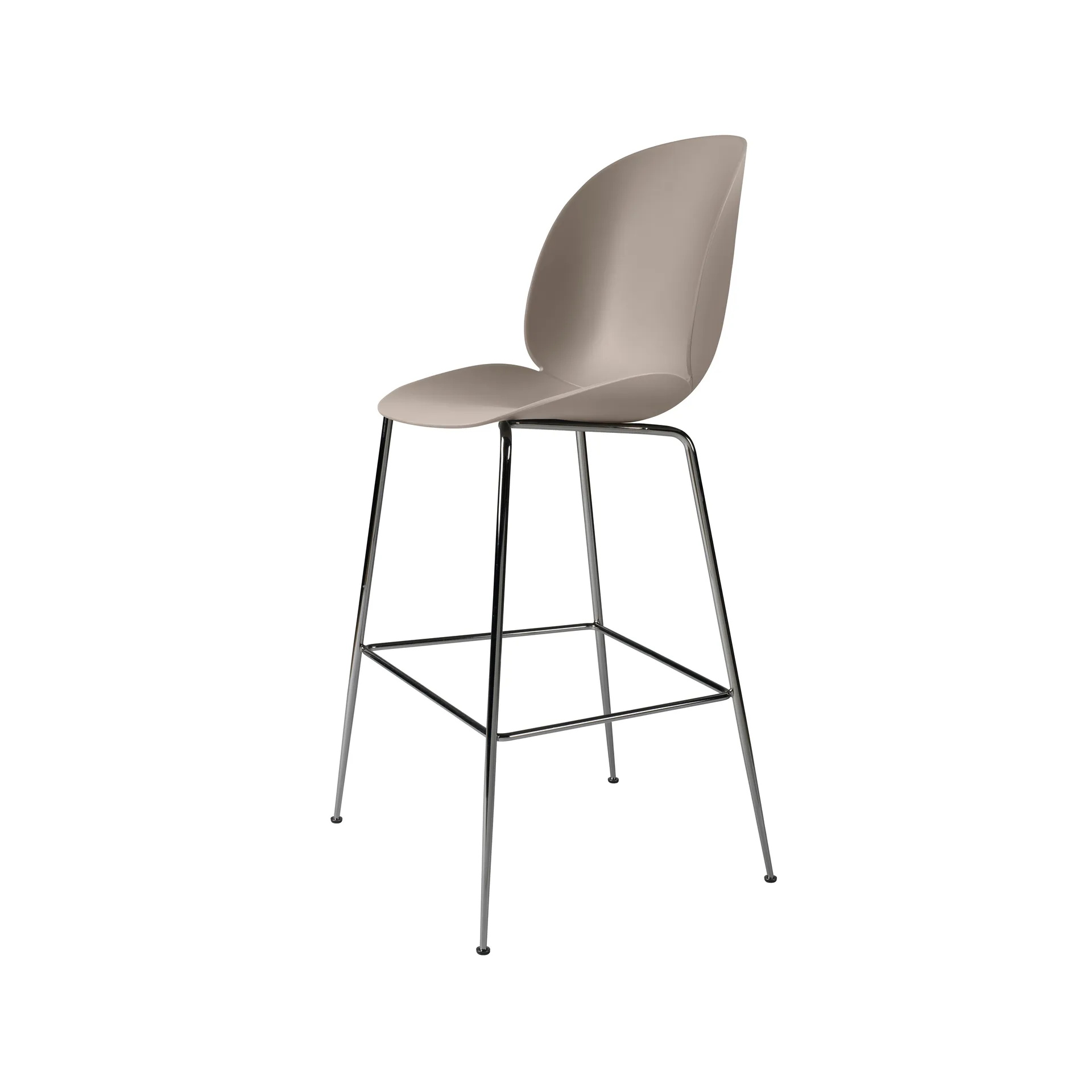 Beetle Barstool high, New beige, black chrome steel legs GUBI