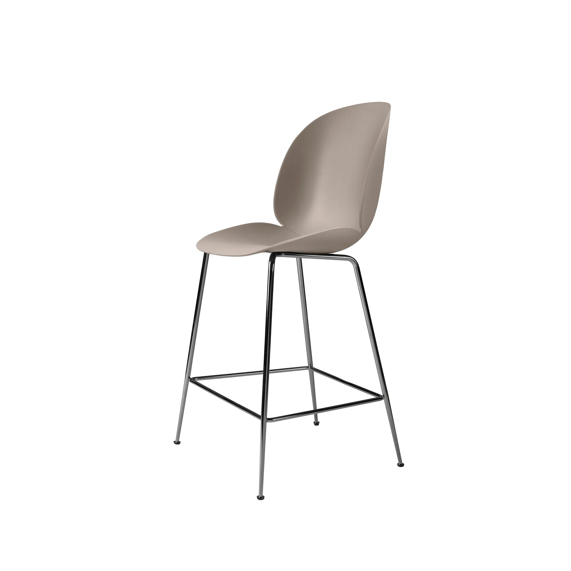Beetle barstool low, New beige, black chromed steel legs GUBI