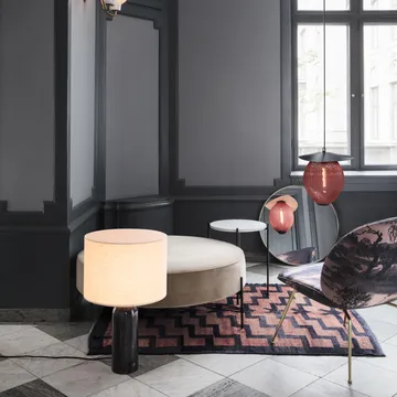 Gravity S table lamp - black marble + white shade - GUBI