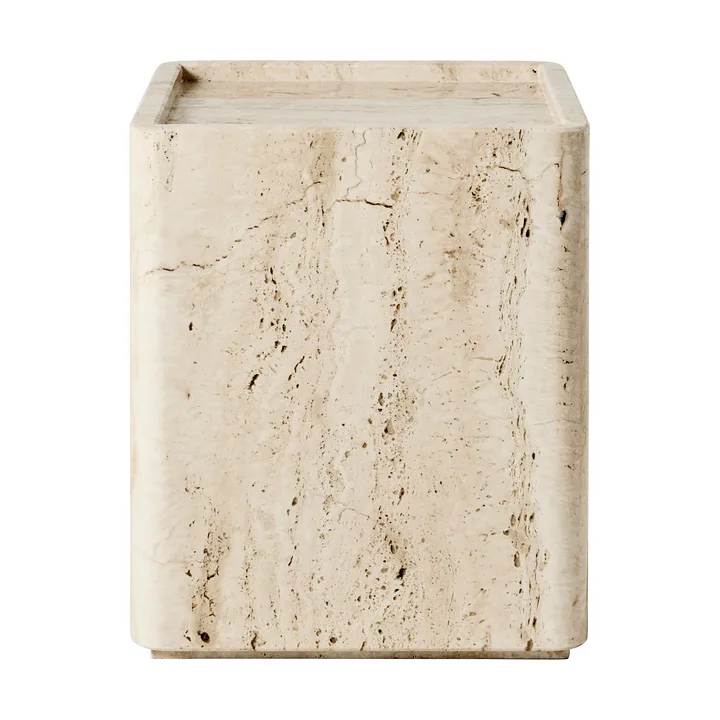 Pietra side table 33x33x40 cm - Neutral white travertine - GUBI