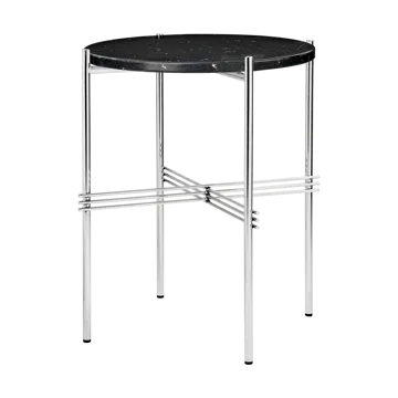 TS side table polished steel Ø40 - Black marquina marble - GUBI