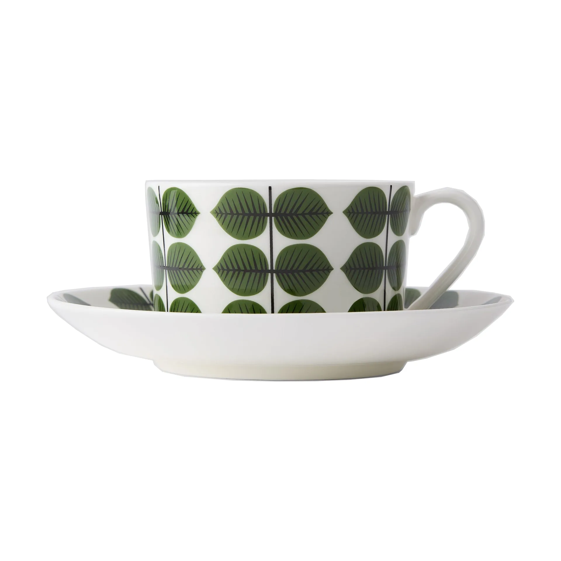 Berså teacup with saucer 35 cl, Green Gustafsbergs Porslinsfabrik