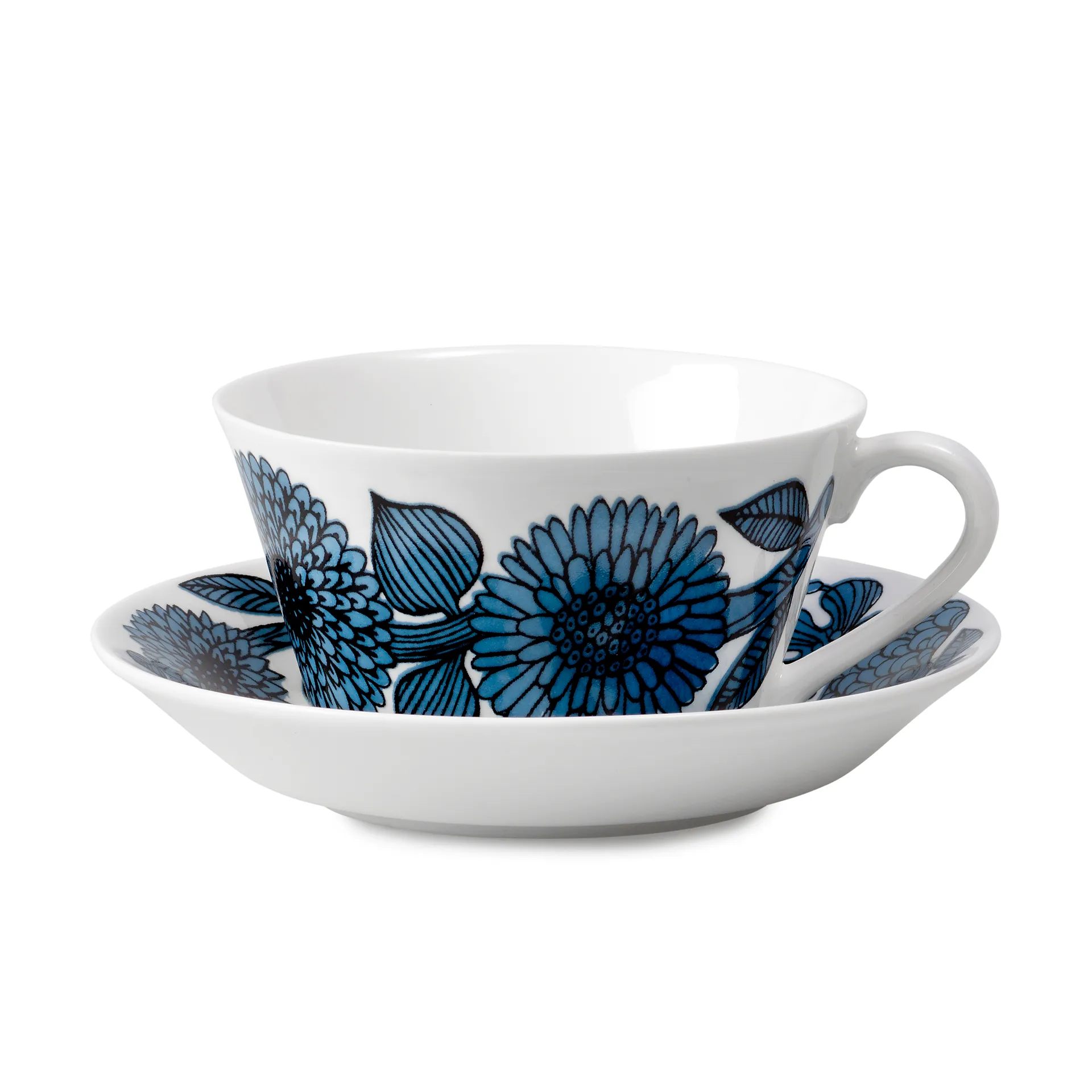 Blå Aster tea set cone, tea cup + saucer Gustafsbergs Porslinsfabrik