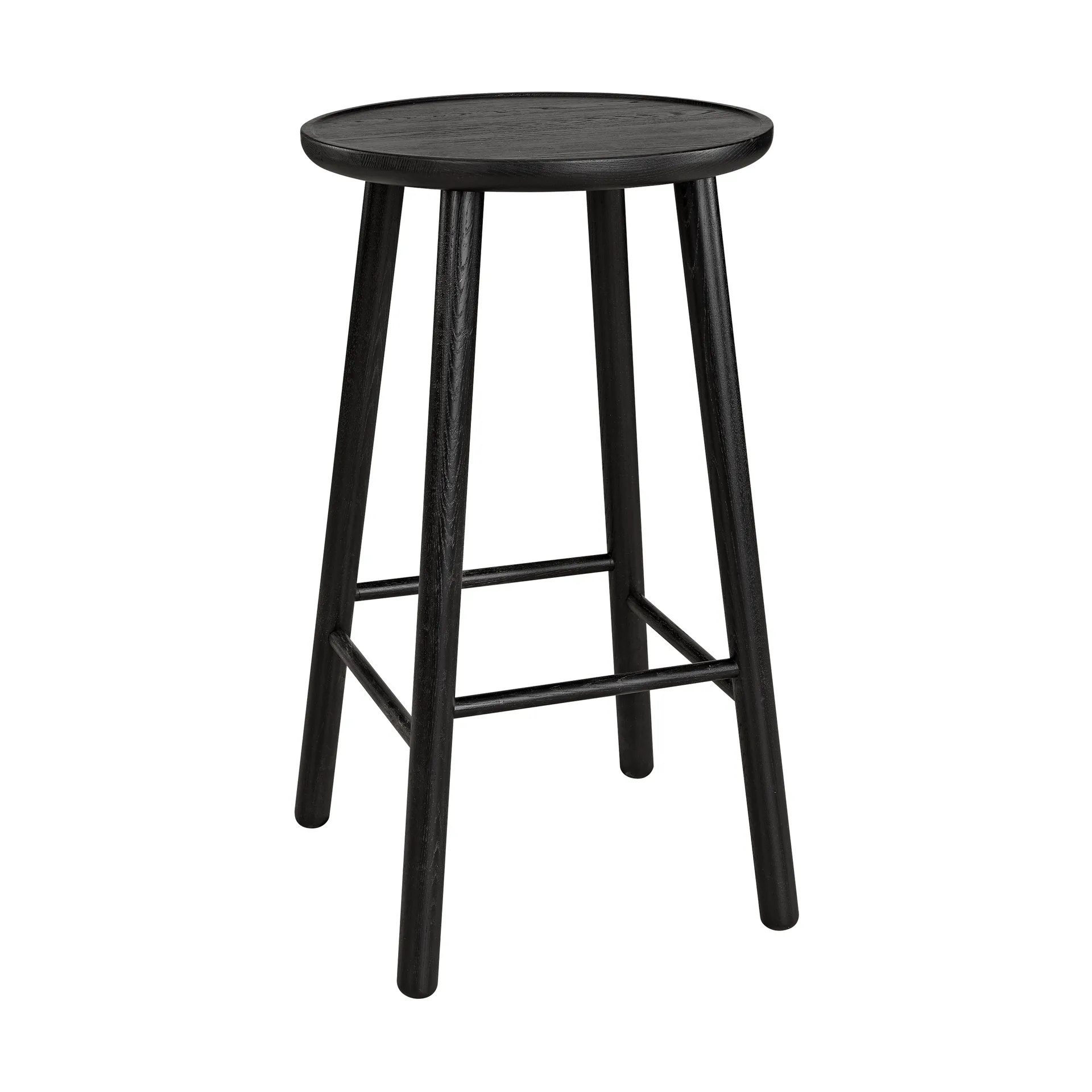 ZigZag round bar stool 63 cm, Black stained Hans K