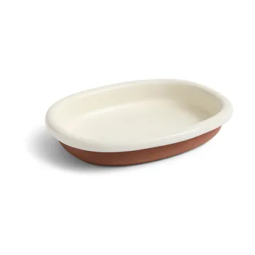 Barro oval serving plate - Off-white, large 27x36 cm - HAY