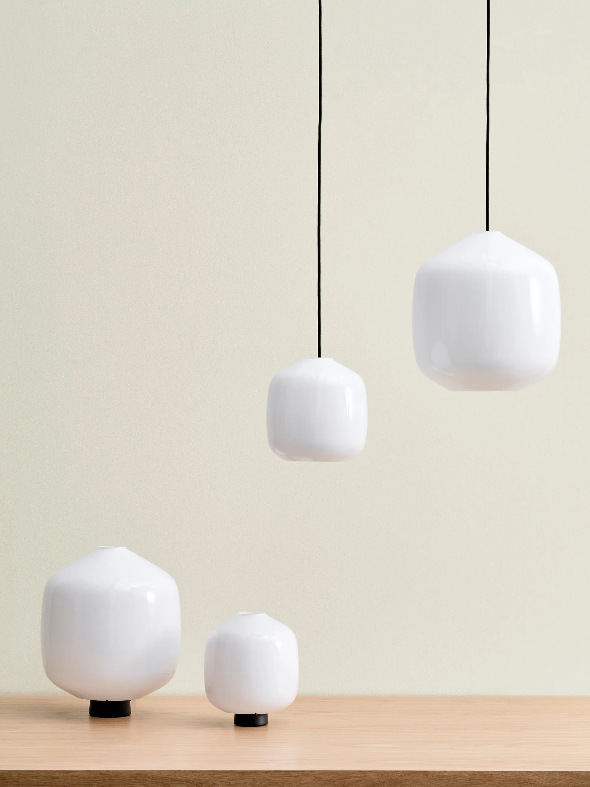 Buoy pendant lamp Ø20 cm, Opal glass-rusty red HAY