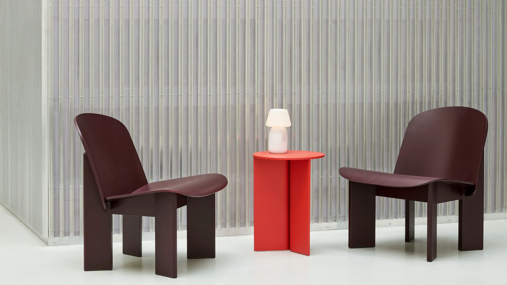 Chisel lounge chair, Dark bordeaux lacquered beech HAY