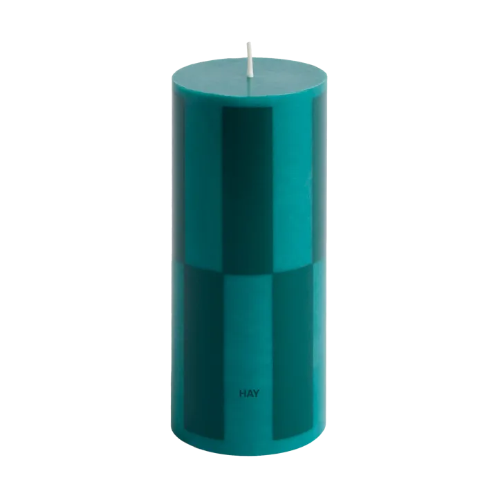 Column Candle block candle small 15 cm - Green-dark green large check - HAY