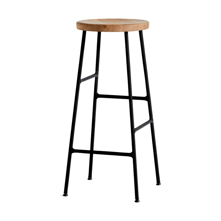 Cornet bar stool 75 cm - Oiled oak-soft black - HAY