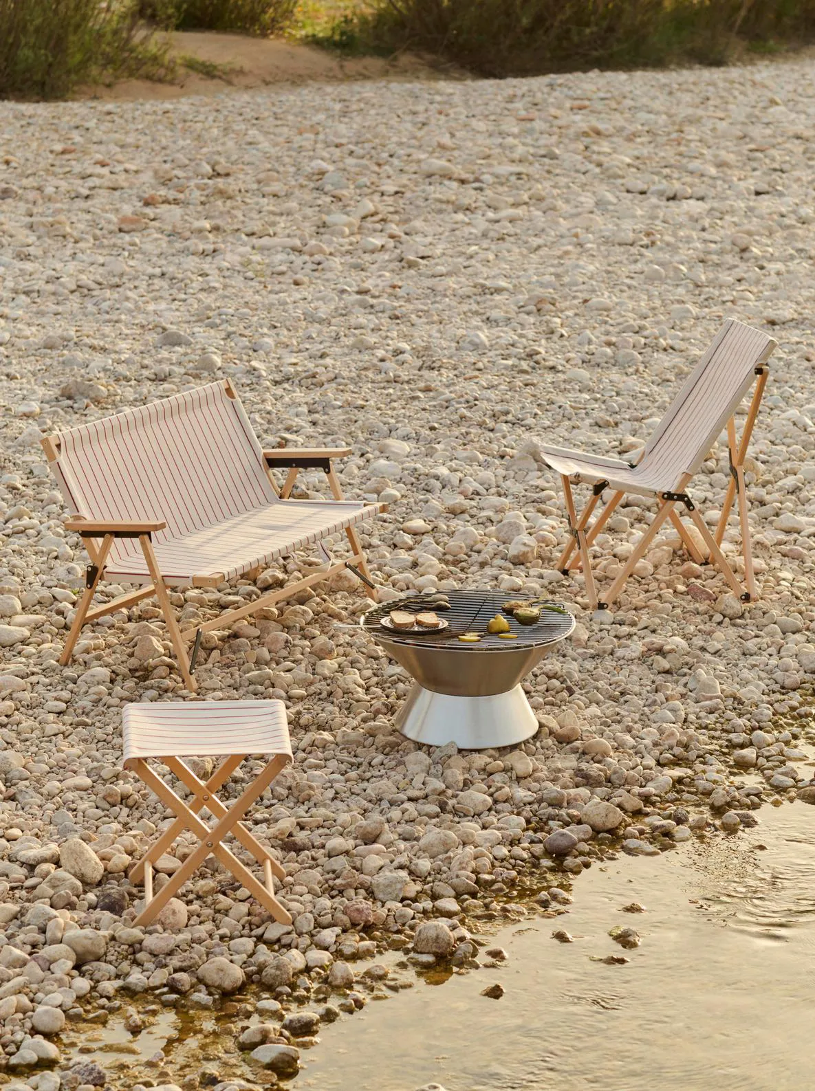 Outdoor Market folding chair, Beige-red HAY