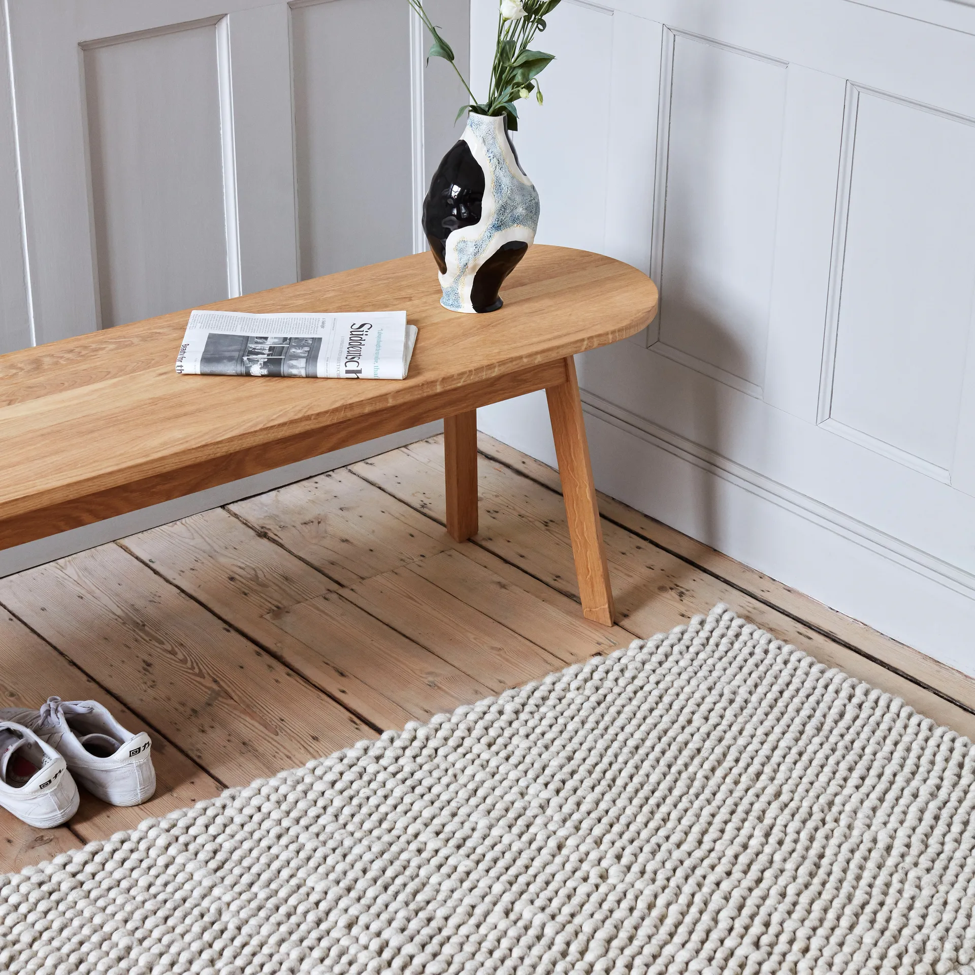 Peas wool rug 140x200 cm, Soft grey HAY