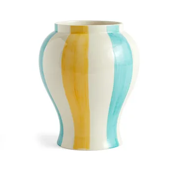 Sobremesa stripe vase L 25 cm - Green-yellow - HAY
