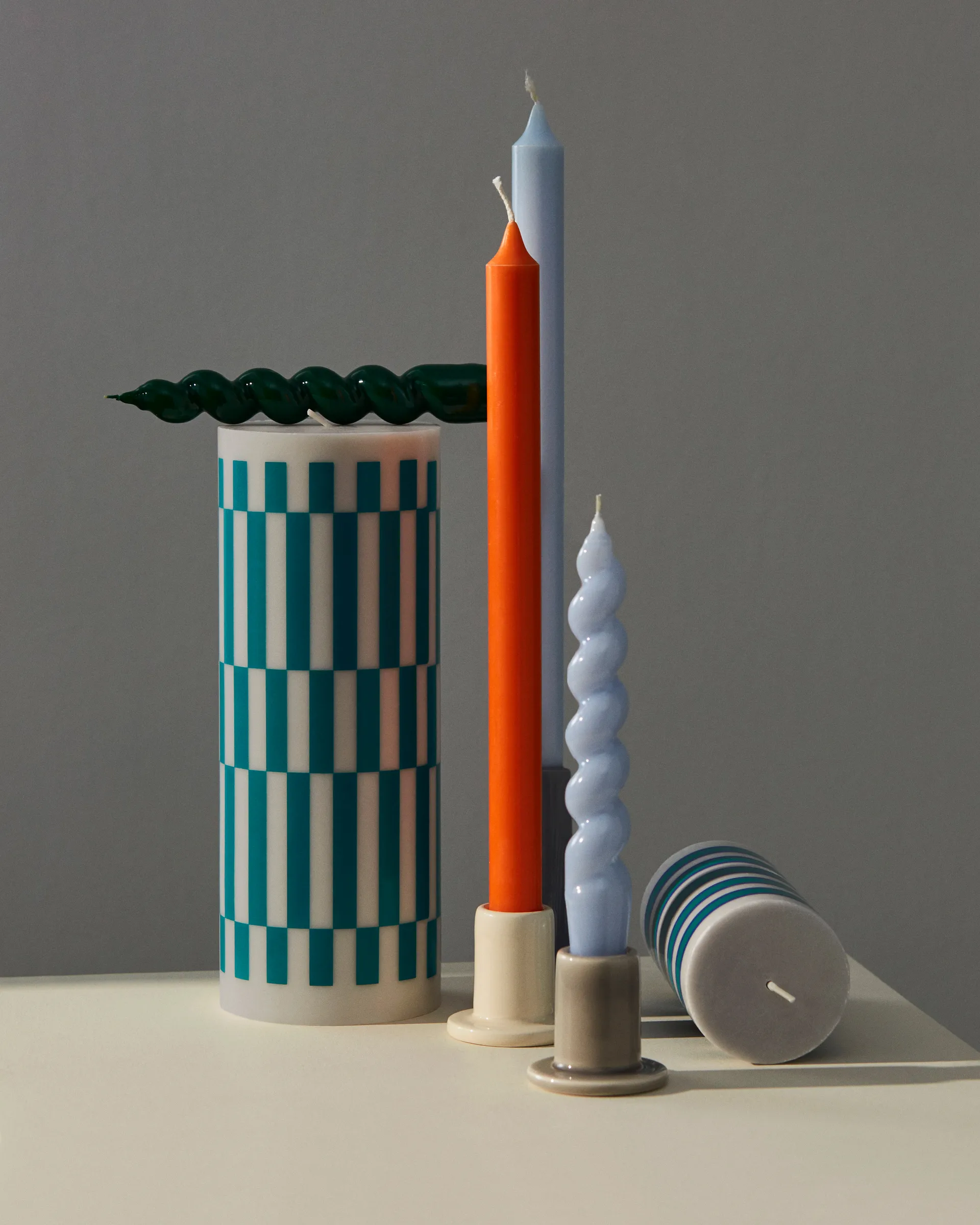 Tube candle stick 5 cm, Off-white HAY