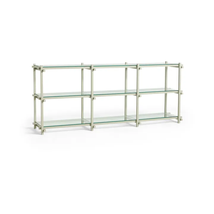 Woody shelf - Beech-clear glass, low - HAY