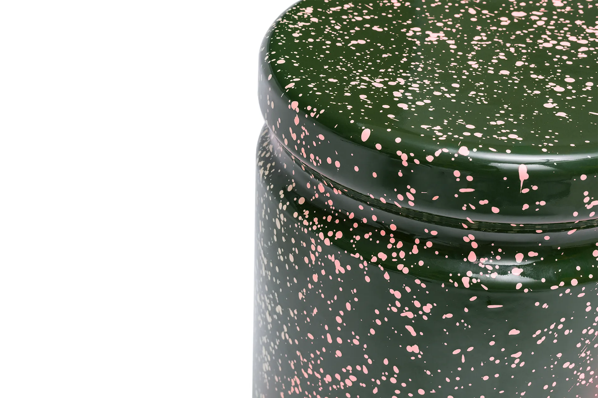 Last round stool Ø32x44 cm, Green-pink splatter Hem