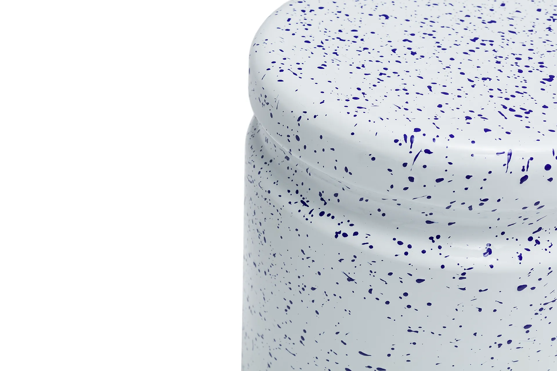 Last round stool Ø32x44 cm, White-blue splatter Hem