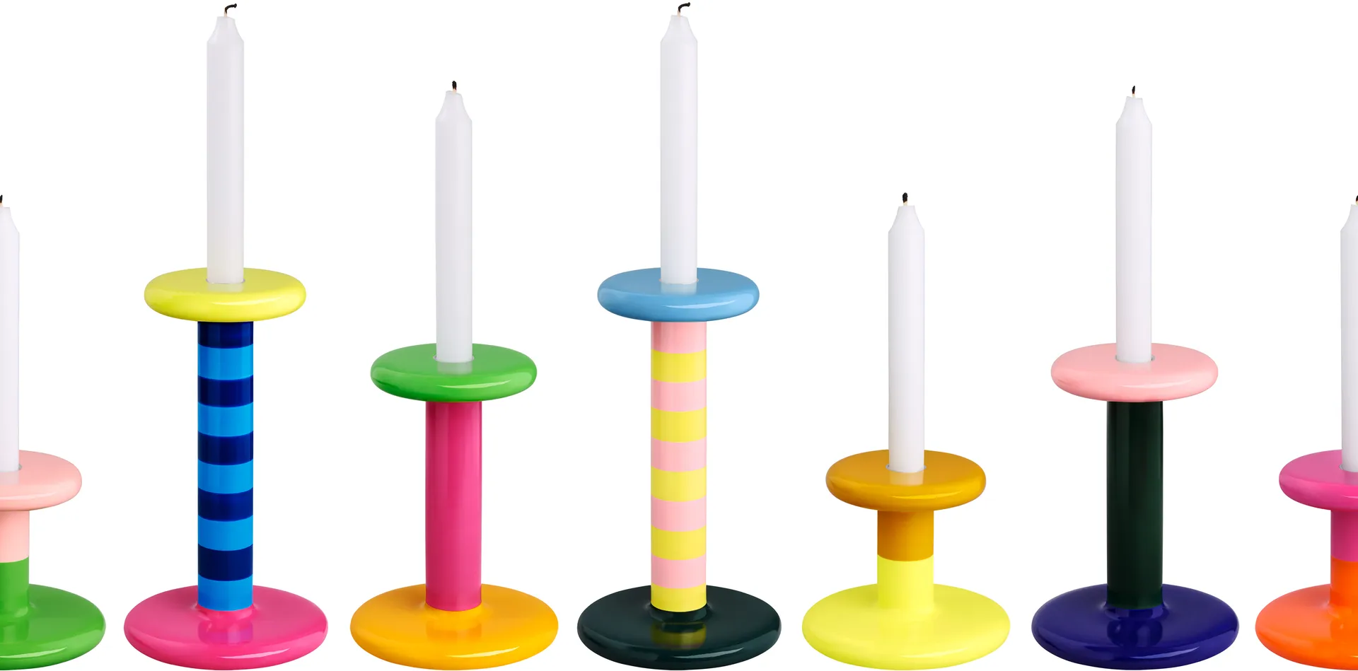 Pesa candlestick Medium 18 cm, Green-magenta-honey yellow Hem