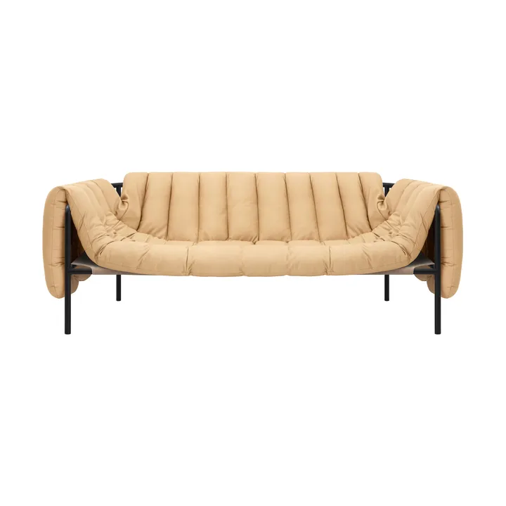 Puffy 2,5-seater sofa 205 cm - Sand leather-black grey - Hem