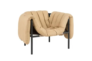 Puffy lounge chair - Sand leather-black grey - Hem