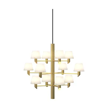 Gil Crown 12 Chandelier - Satin brass-opal glass - Herstal